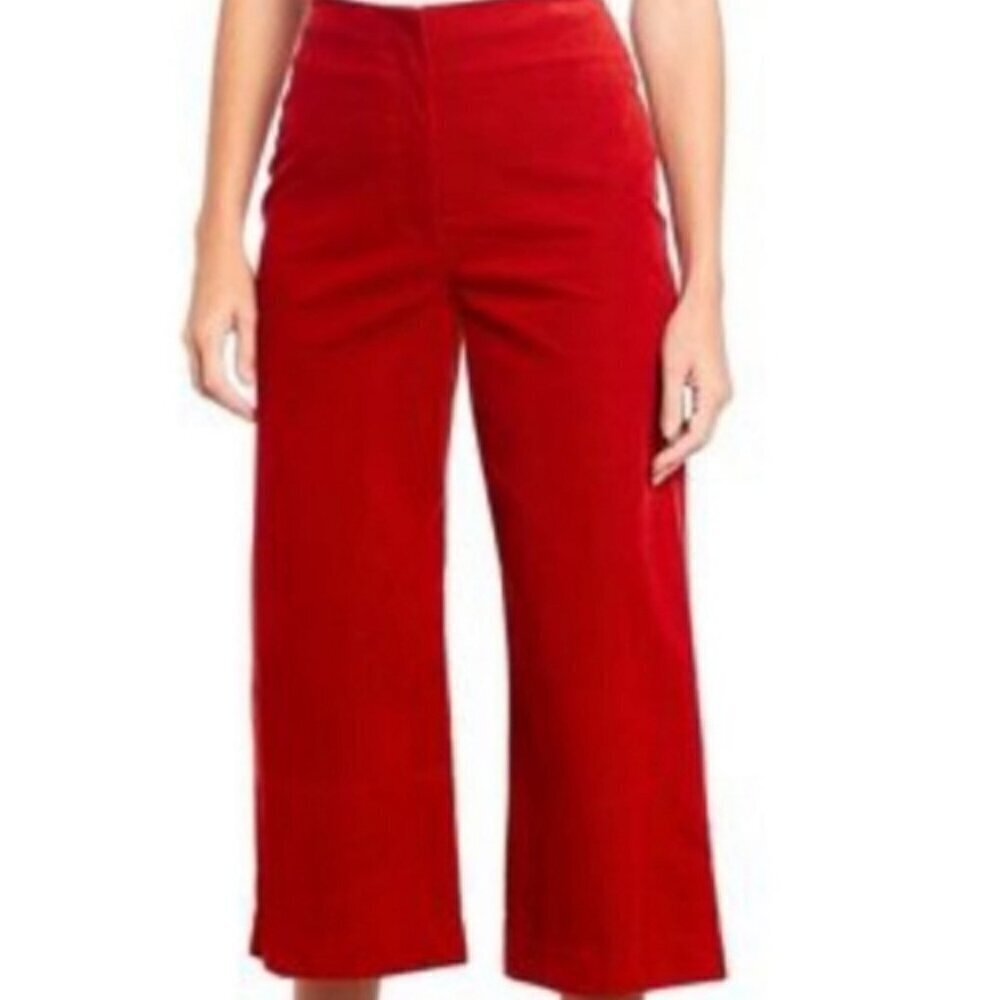 Gianni Bini Maureen Red Spice Corduroy High Rise Crop Pants Women’s Size 4 - Picture 3 of 13